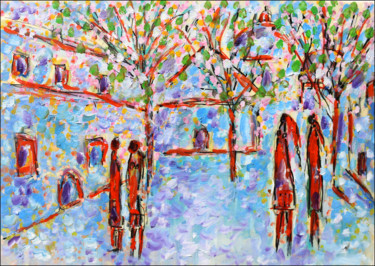 Картина под названием "Place" - Jean Mirre, Подлинное произведение искусства, Масло