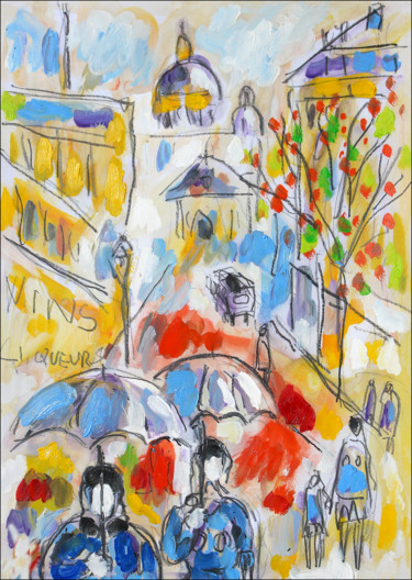 Painting titled "Mai et pluie" by Jean Mirre, Original Artwork, Oil