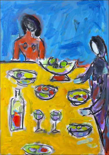 Картина под названием "La soupe à la grima…" - Jean Mirre, Подлинное произведение искусства, Масло