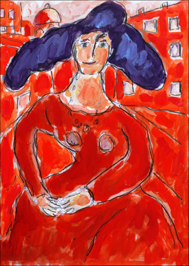 Pintura intitulada "La Madone de Soutine" por Jean Mirre, Obras de arte originais, Óleo