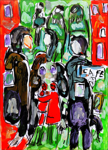 绘画 标题为“Smart Café” 由Jean Mirre, 原创艺术品, 油