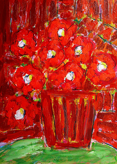 Peinture intitulée "La vie des fleurs" par Jean Mirre, Œuvre d'art originale, Huile