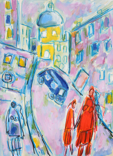 Malarstwo zatytułowany „Morning street” autorstwa Jean Mirre, Oryginalna praca, Olej