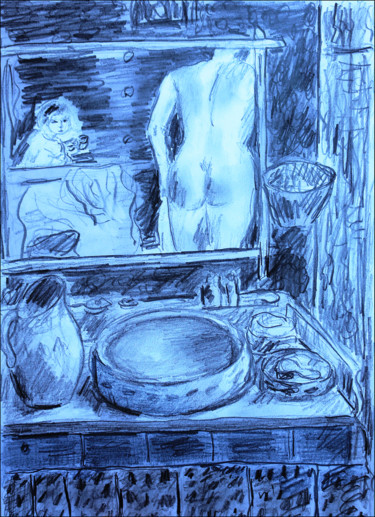 Dessin intitulée "La table de toilett…" par Jean Mirre, Œuvre d'art originale, Crayon