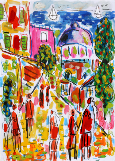 Painting titled "Antibes1" by Jean Mirre, Original Artwork, Oil