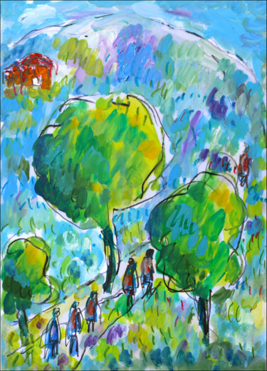 Peinture intitulée "La randonnée" par Jean Mirre, Œuvre d'art originale, Huile