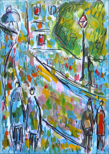 Peinture intitulée "Montmartre et réver…" par Jean Mirre, Œuvre d'art originale, Huile