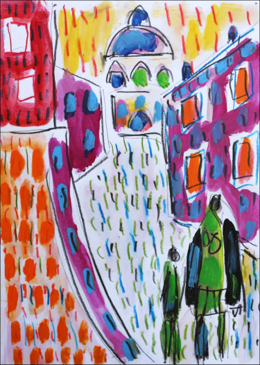Картина под названием "Mother and Kid" - Jean Mirre, Подлинное произведение искусства, Масло