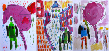 Картина под названием "Triptyque Mode et R…" - Jean Mirre, Подлинное произведение искусства, Масло