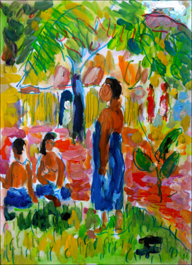 Vahinés d'après Gauguin Peinture intitulée "Vahinés d'après Gau…" par Jean Mirre, Œuvre d'art originale, Huile