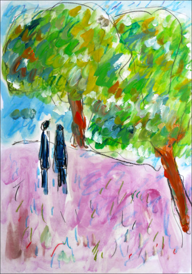 Peinture intitulée "Dimanche à la campa…" par Jean Mirre, Œuvre d'art originale, Huile