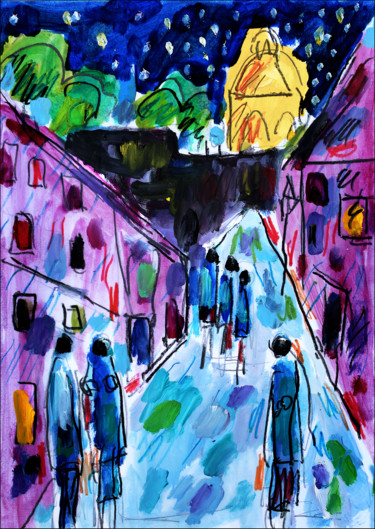 Pittura intitolato "Rue des violences p…" da Jean Mirre, Opera d'arte originale, Olio