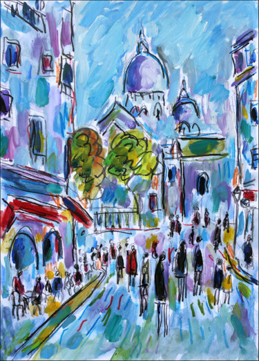 Картина под названием "Montmartre s'en pas…" - Jean Mirre, Подлинное произведение искусства, Масло