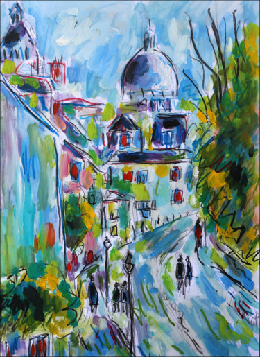 Painting titled "Rue Sympa" by Jean Mirre, Original Artwork, Oil