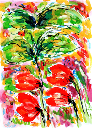 제목이 "Agitation florale"인 미술작품 Jean Mirre로, 원작, 기름