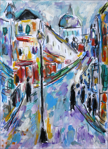 Картина под названием "Montmartre s'en pas…" - Jean Mirre, Подлинное произведение искусства, Масло