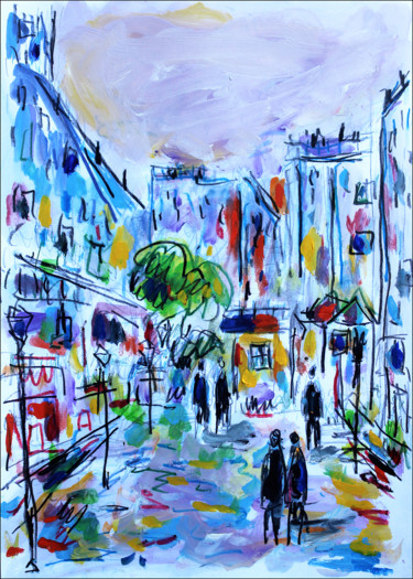 Pintura titulada "Croquis parisien" por Jean Mirre, Obra de arte original, Oleo