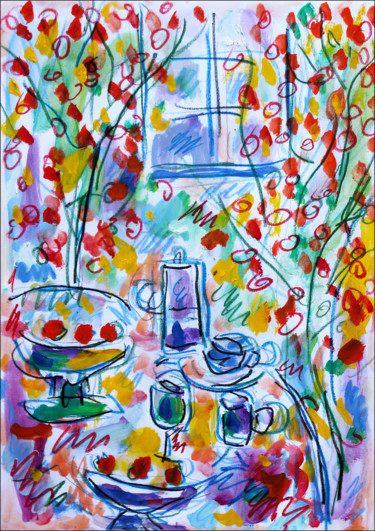 Peinture intitulée "Morning coffee" par Jean Mirre, Œuvre d'art originale, Huile
