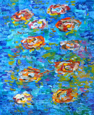 Schilderij getiteld "Simili Monet" door Jean Mirre, Origineel Kunstwerk, Olie Gemonteerd op Frame voor houten brancard