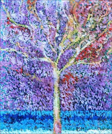 Ζωγραφική με τίτλο "Forever tree1" από Jean Mirre, Αυθεντικά έργα τέχνης, Λάδι Τοποθετήθηκε στο Ξύλινο φορείο σκελετό
