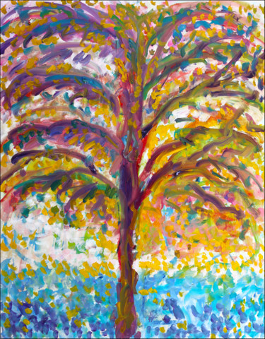 Картина под названием "Positive tree" - Jean Mirre, Подлинное произведение искусства, Масло
