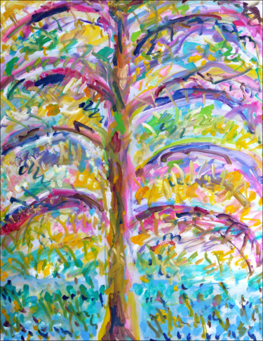 Картина под названием "Lone tree2" - Jean Mirre, Подлинное произведение искусства, Масло