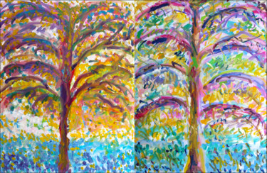 Malerei mit dem Titel "In trees we trust" von Jean Mirre, Original-Kunstwerk, Öl
