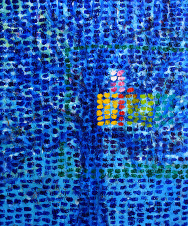 Картина под названием "Blue tree" - Jean Mirre, Подлинное произведение искусства, Масло Установлен на Деревянная рама для но…