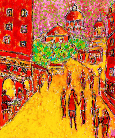 Картина под названием "Joyeux Paris" - Jean Mirre, Подлинное произведение искусства, Масло Установлен на Деревянная рама для…