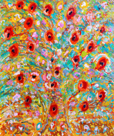 Peinture intitulée "Arbre fleur" par Jean Mirre, Œuvre d'art originale, Huile Monté sur Châssis en bois
