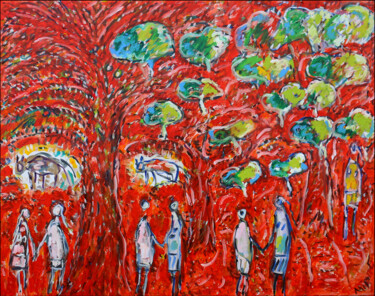 Peinture intitulée "Des forêts et des h…" par Jean Mirre, Œuvre d'art originale, Huile Monté sur Châssis en bois