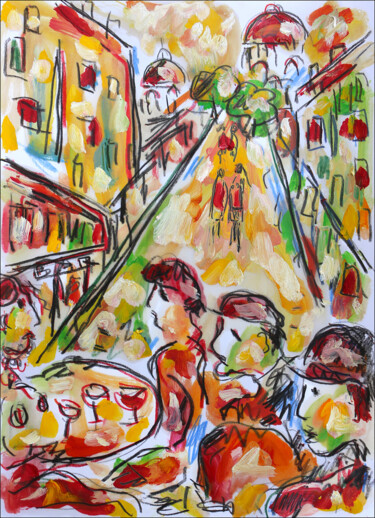 Peinture intitulée "Le Paris de Carco" par Jean Mirre, Œuvre d'art originale, Huile