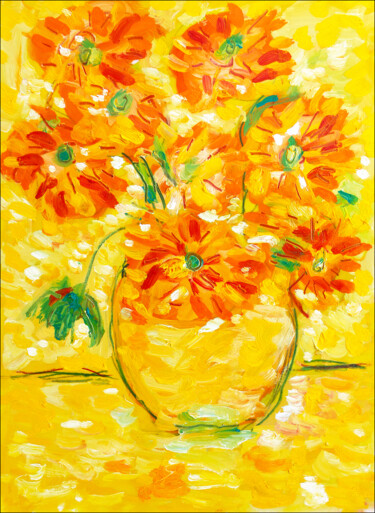 Картина под названием "Façon Van Gogh1" - Jean Mirre, Подлинное произведение искусства, Масло