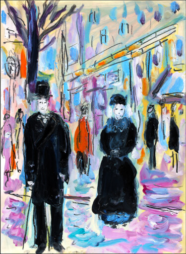 Картина под названием "Boulevard" - Jean Mirre, Подлинное произведение искусства, Масло