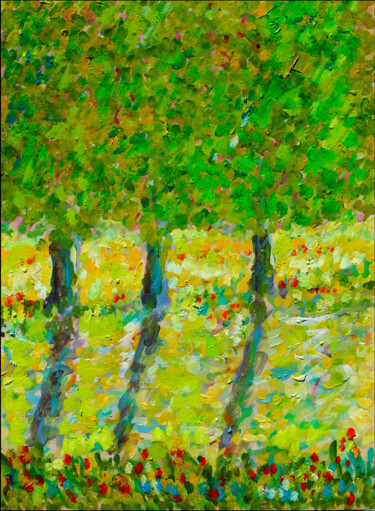 Schilderij getiteld "Canal du Midi" door Jean Mirre, Origineel Kunstwerk, Olie