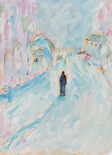 Peinture intitulée "Snow Scene" par Jean Mirre, Œuvre d'art originale, Huile
