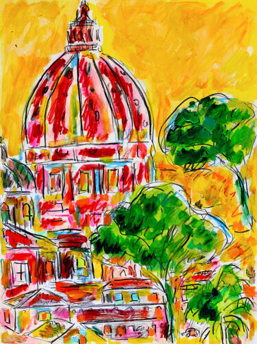 Malerei mit dem Titel "Rome, ville ouverte" von Jean Mirre, Original-Kunstwerk, Öl