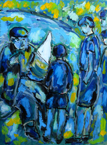 Картина под названием "Sailing lesson" - Jean Mirre, Подлинное произведение искусства, Масло