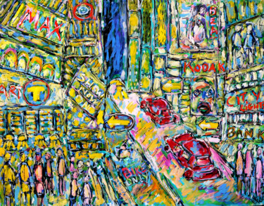 Malerei mit dem Titel "City Lights3" von Jean Mirre, Original-Kunstwerk, Öl