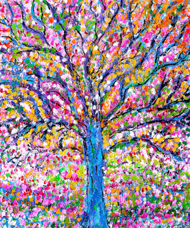 Картина под названием "Plénitude des arbres" - Jean Mirre, Подлинное произведение искусства, Масло Установлен на Деревянная…