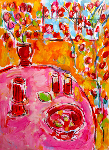 Картина под названием "Happy table" - Jean Mirre, Подлинное произведение искусства, Масло