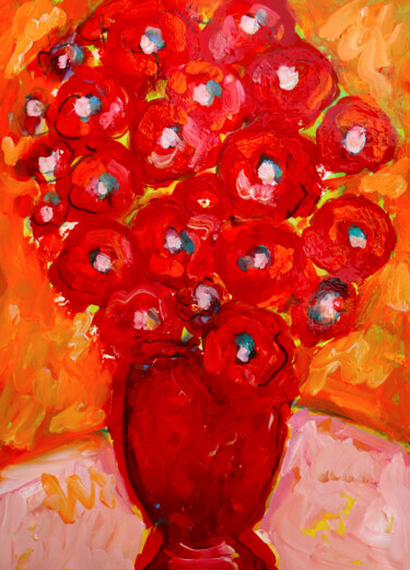 Pintura intitulada "Gros bouquet" por Jean Mirre, Obras de arte originais, Óleo