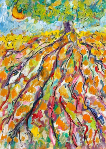 Painting titled "Les arbres vivent s…" by Jean Mirre, Original Artwork, Oil
