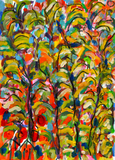 Peinture intitulée "Bananeraie" par Jean Mirre, Œuvre d'art originale, Huile