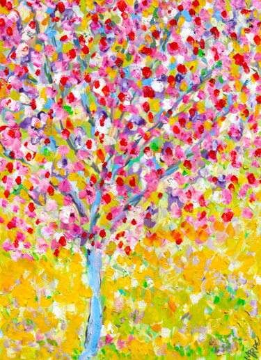 Peinture intitulée "Bonheur rose" par Jean Mirre, Œuvre d'art originale, Huile