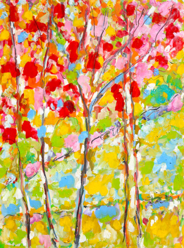 Peinture intitulée "Au temps des arbres" par Jean Mirre, Œuvre d'art originale, Huile
