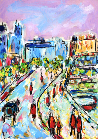 Картина под названием "Paris d'hier" - Jean Mirre, Подлинное произведение искусства, Масло