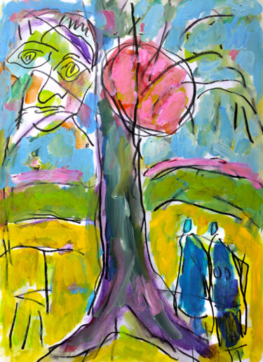 Картина под названием "L'âme des arbres1" - Jean Mirre, Подлинное произведение искусства, Масло