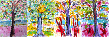 Pittura intitolato "Sport et arbres" da Jean Mirre, Opera d'arte originale, Olio