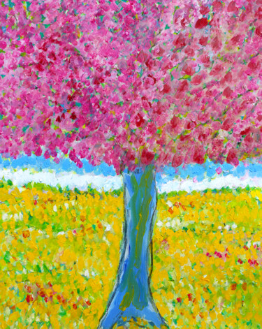 Картина под названием "Soul tree1" - Jean Mirre, Подлинное произведение искусства, Масло Установлен на Деревянная рама для н…